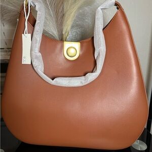 Classic Curved Top-Handle Women’s Bag in Chestnut Brown